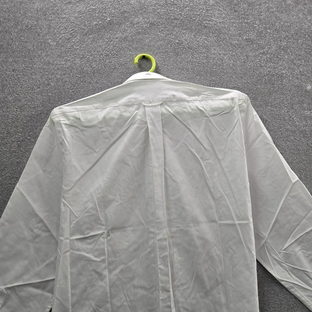IZOD Men Button Up Shirt 16X34 White Pinpoint Long Sleeve NWT